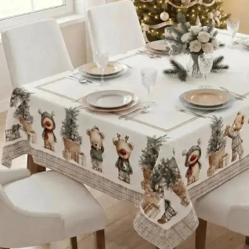 Toalha de Mesa de Natal 6 Lugares Retangular Luxo