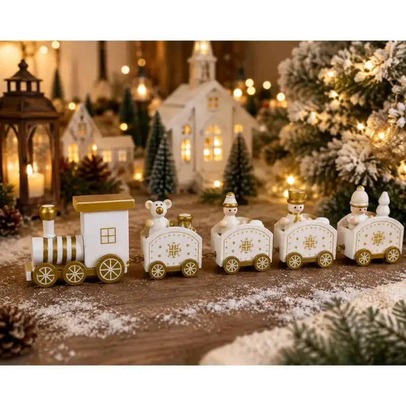 Trenzinho Natalino Miniatura de Madeira para Vila Natalina