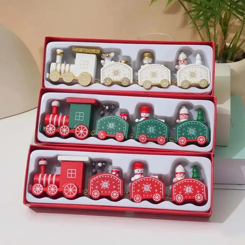 Trenzinho Natalino Miniatura de Madeira para Vila Natalina